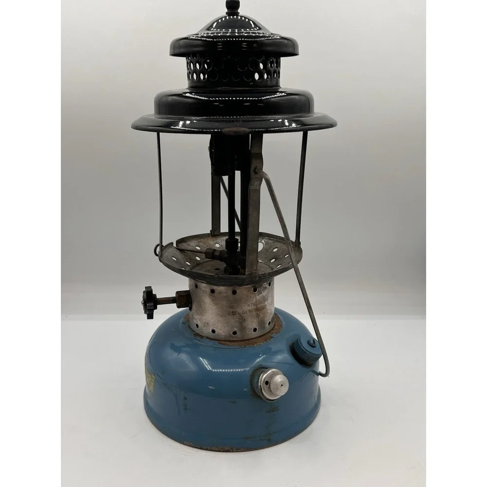 Vtg Sears Roebuck Co Double Mantle Lantern 476.74060 No Glass Blue & Black 1965